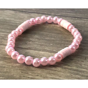 Pink jewelry handmade with pink clay beads